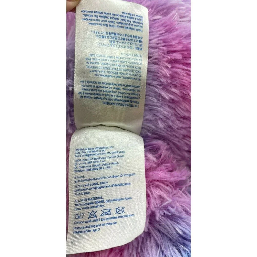 Build A Bear Fur ever Endless Hearts Bear Plush Pink Blue Purple White Heart
